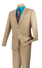 Men's Ultra Slim Fit suit 2 Piece-color Beige