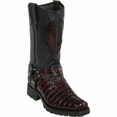 Men's Los Altos Caiman Tail Skin Biker Boots - Black Cherry 55T0118 - Los Altos Boots