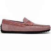 Zelli Monza Suede and Caiman Crocodile Driving Shoes in Candy