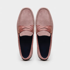 Zelli Monza Suede and Caiman Crocodile Driving Shoes in Candy