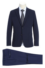Pelago Mens Slim-Fit Navy Unconstructed Travel Suit - Elegant Mensattire