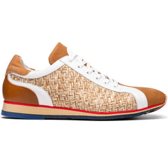 Zelli Ripi Hand-Woven Sueded Calfskin Luxury Sneakers in Brown