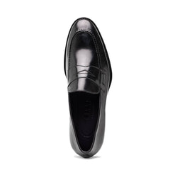 Zelli Roma Hand-Burnished Calfskin Penny Loafers in Black