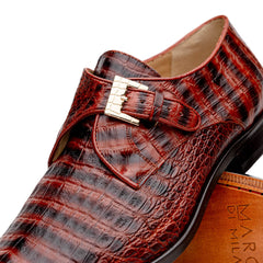 Marco Di Milano Rovigo Cognac Crocodile Monk-Strap Loafers