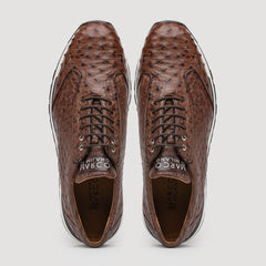 Marco Di Milano Scanno Brown Ostrich Quill Sneakers