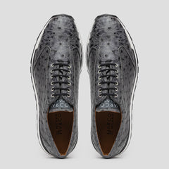 Marco Di Milano Scanno Gray Ostrich Quill Sneakers