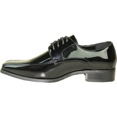 Bravo Mens Classic Bicycle Square Pointy Toe Patent Tuxedo Shoe in Black
