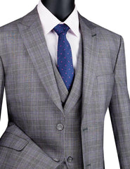 Three Piece Glen Plaid Gray Suit