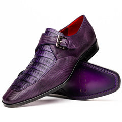 Marco Di Milano Toluca Purple Crocodile & Lizard Monk Strap