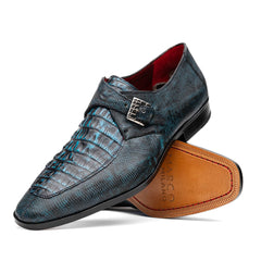 Marco Di Milano Toluca Blue/Black Crocodile & Lizard Monk Strap