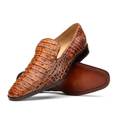 Marco Di Milano Trento Caiman Cognac Crocodile Slip-on Loafers