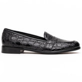 Zelli Tuscany Genuine Caiman Crocodile Penny Loafer in Black