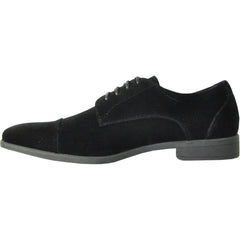 Bravo Mens Formal Suede Style Wedding & Prom Cap Toe Dress Shoe in Black