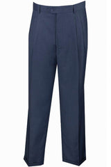 Mens Classic Fit Single Pleat Dress Slacks in Navy