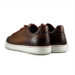 Zelli Russo Burnished Calfskin and Crocodile Sneakers in Brown