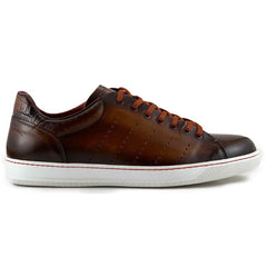 Zelli Russo Burnished Calfskin and Crocodile Sneakers in Brown