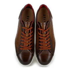 Zelli Russo Burnished Calfskin and Crocodile Sneakers in Brown