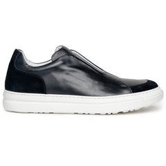 Zelli Spettacolare Calfskin & Suede Slip-On Sneakers in Black
