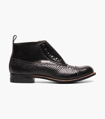 Stacy Adams MADISON Spectator Spat Cap Toe Demi Boot Black by Stacy Adams Shoes