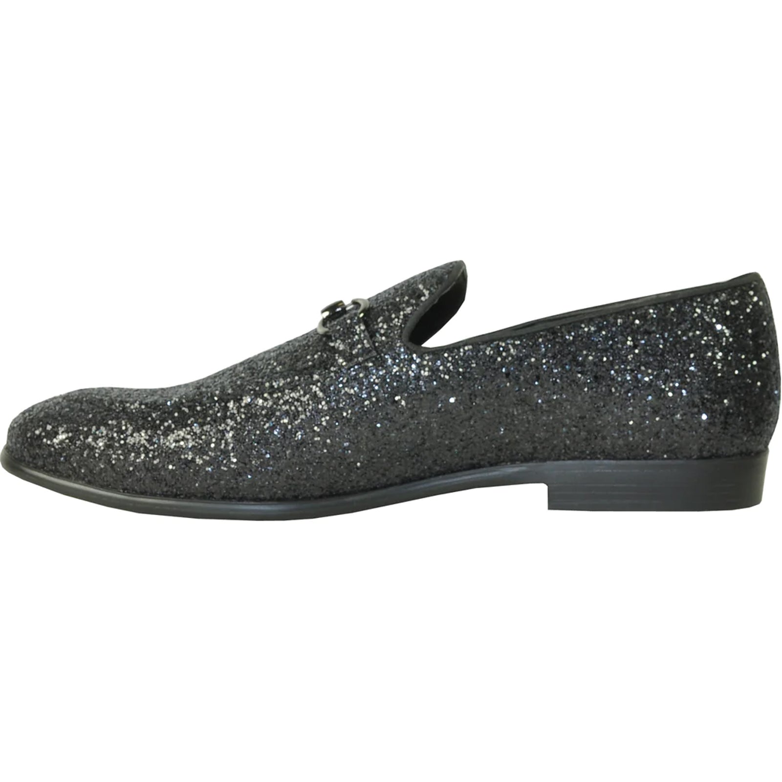 Bravo Mens Modern Glitter Sequin Prom Tuxedo Loafer in Black - Men's Dress Shoes