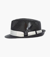 ZAYLEN FEDORA Paper Braided Pinch Front Hat