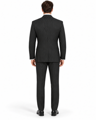 Banker Collection-Men's Double Breasted Pinstripe Black Suit