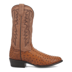 Dan Post Men's Tempe Full Quill Ostrich Round Toe Boots - Saddlebrown