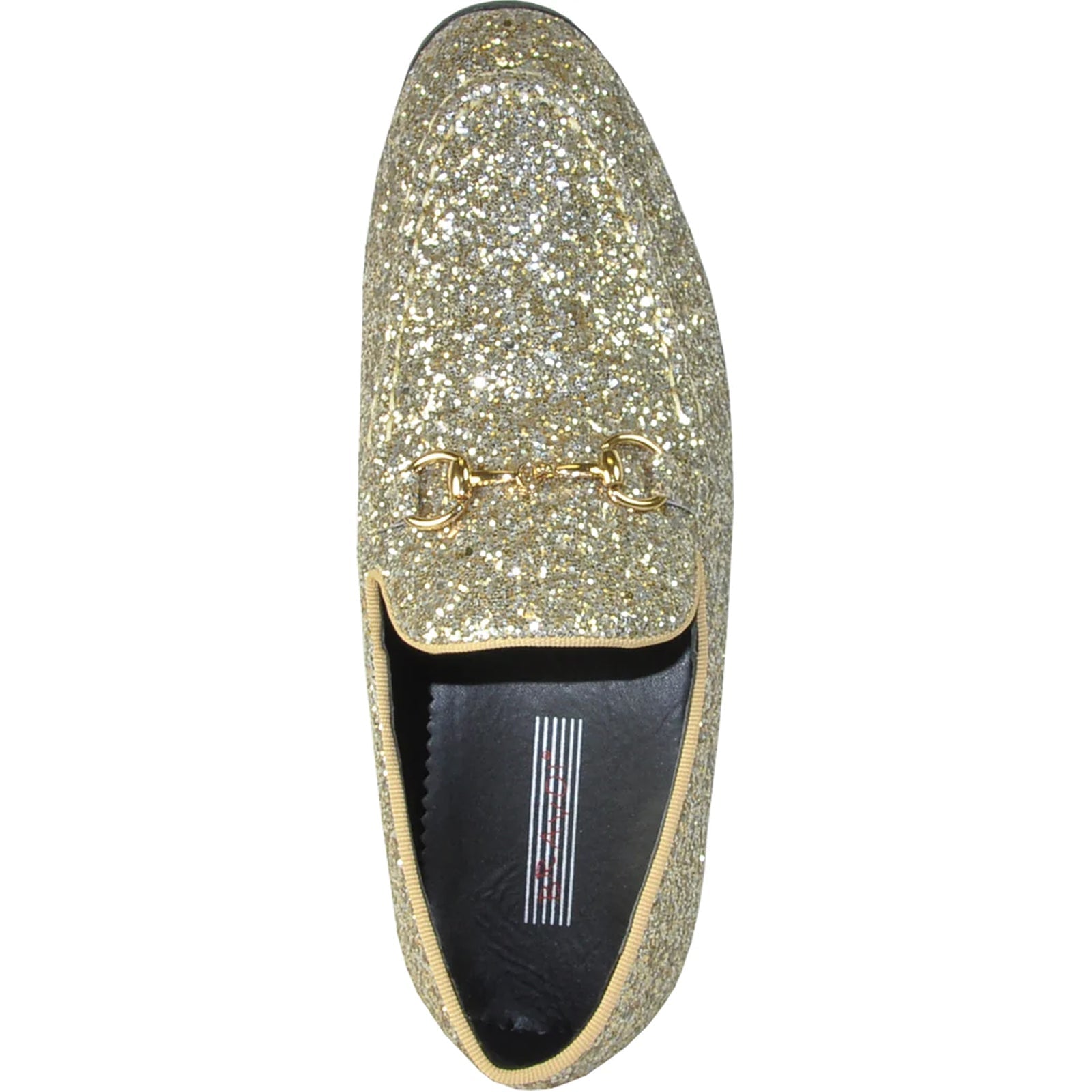 Bravo Mens Modern Glitter Sequin Prom Tuxedo Loafer in Gold - Men's Dress Shoes