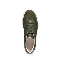 Zelli Gotti Suede and Leather Sneaker in Olive | Refined Sport Style