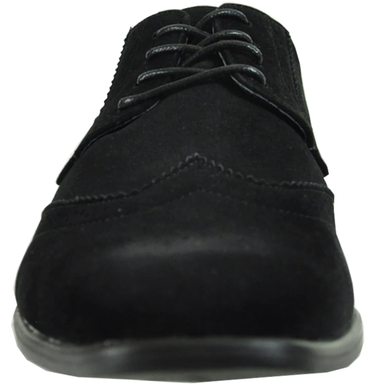 Bravo Mens Vegan Suede Wedding & Prom Wingtip Lace Up Dress Shoe in Black