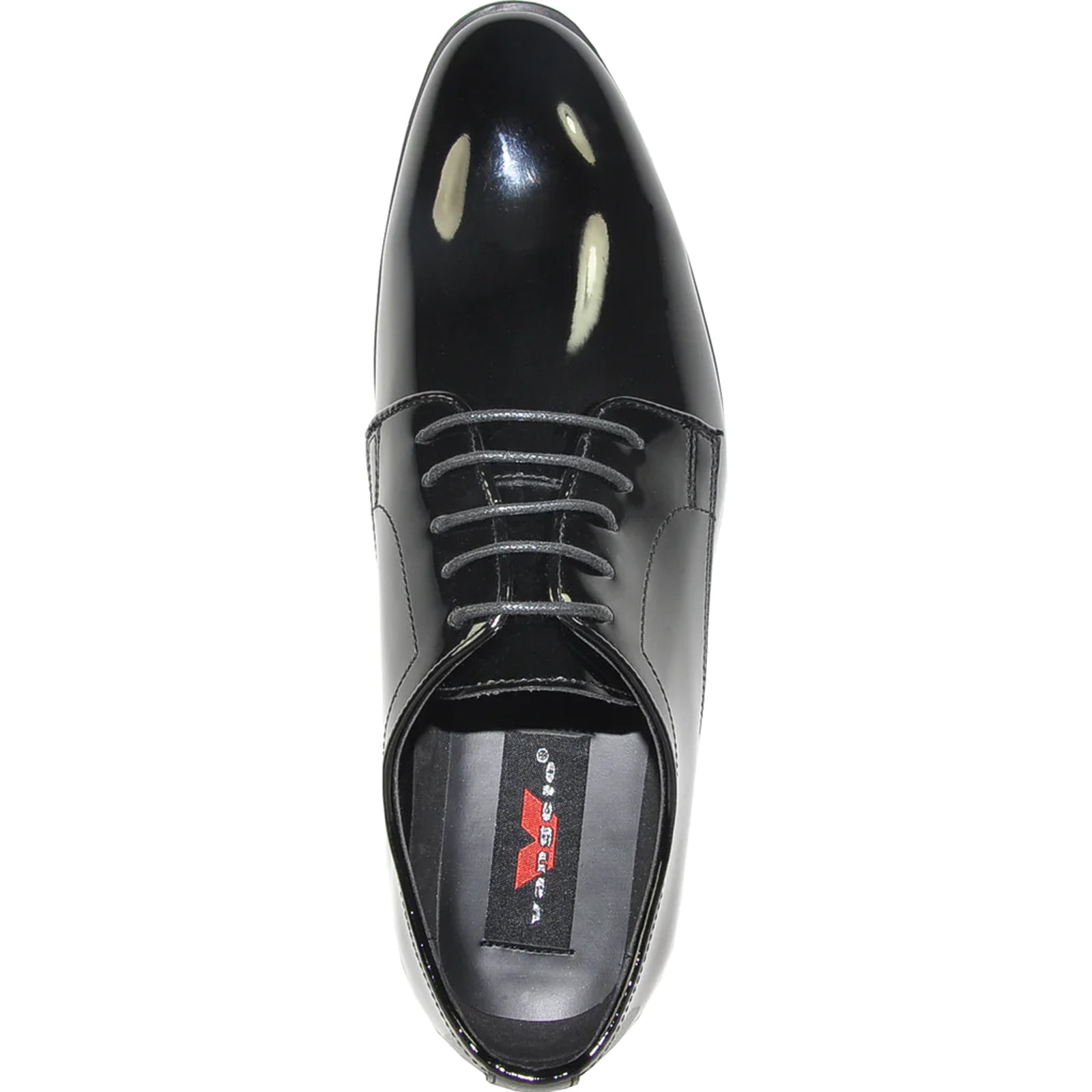 Bravo Mens Classic Plain Toe Shiny Patent Tuxedo Oxford Dress Shoe in Black