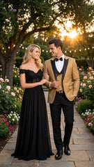 Men's Dark Camel Tan Khaki and Black Great Gatsby Tuxedo Suit – Vintage 1920s Formal Wedding, Party and Event Wear