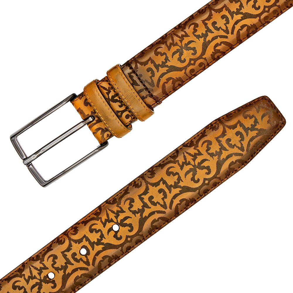 Mezlan Laser-Print Calfskin Belt - Luxury Italian Leather Belt