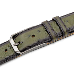 Mezlan Ostrich Leather Belt - Luxurious Italian Craftsmanship
