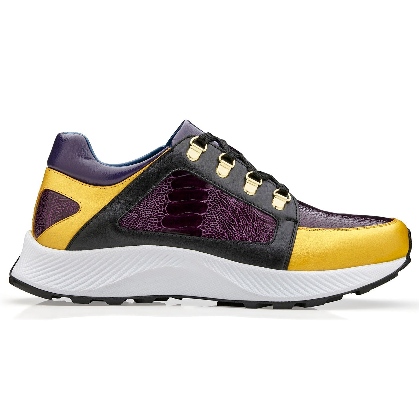 Belvedere Adam - Gold/Purple/Black Ostrich Loafer