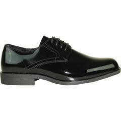 Bravo Mens Classic Formal Shiny Patent Tuxedo Shoe in Black