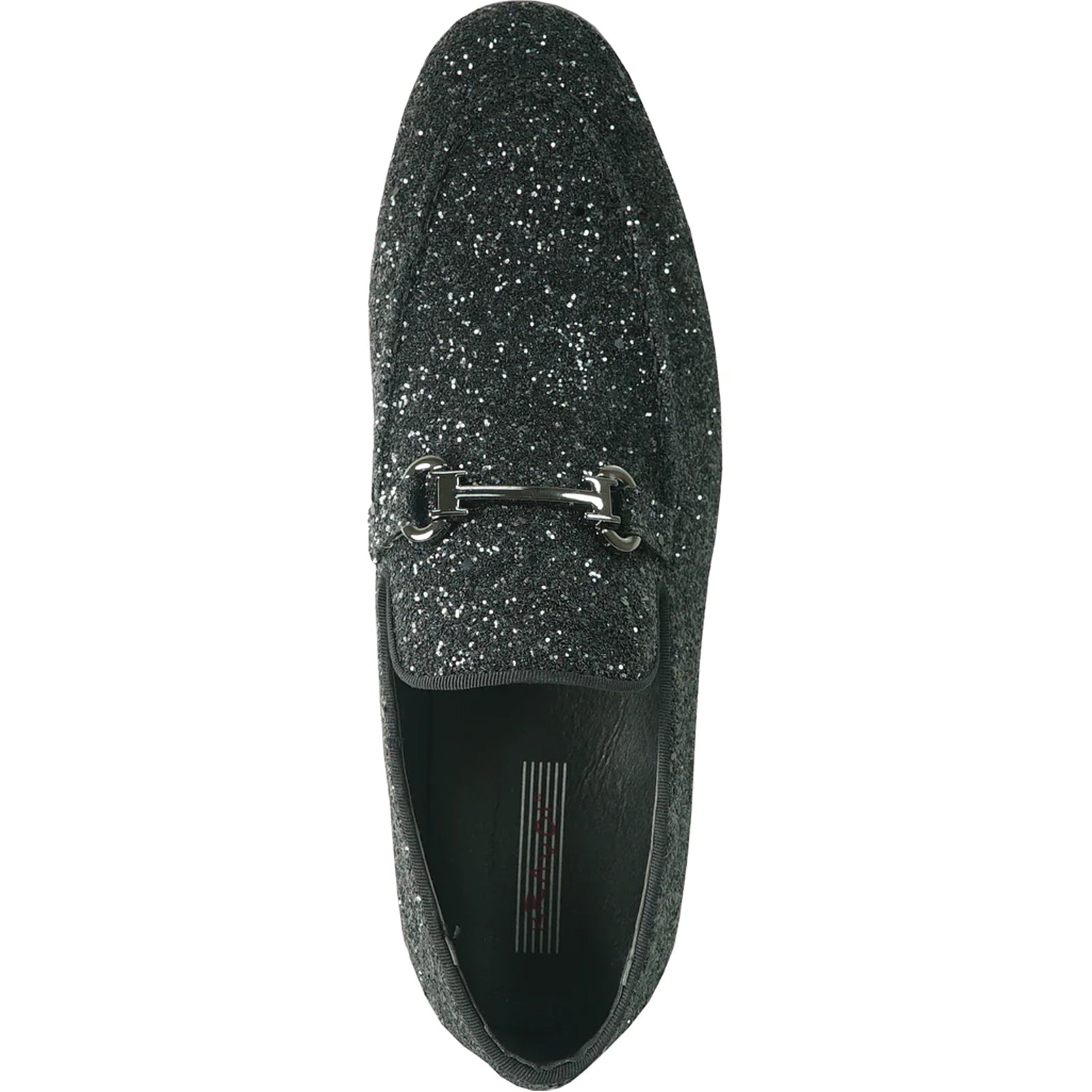 Bravo Mens Modern Glitter Sequin Prom Tuxedo Buckle Loafer in Black - Men's Dress Shoes
