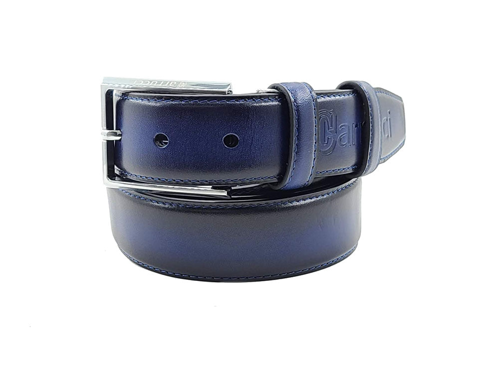 Carrucci Burnished Calfskin Leather Belt