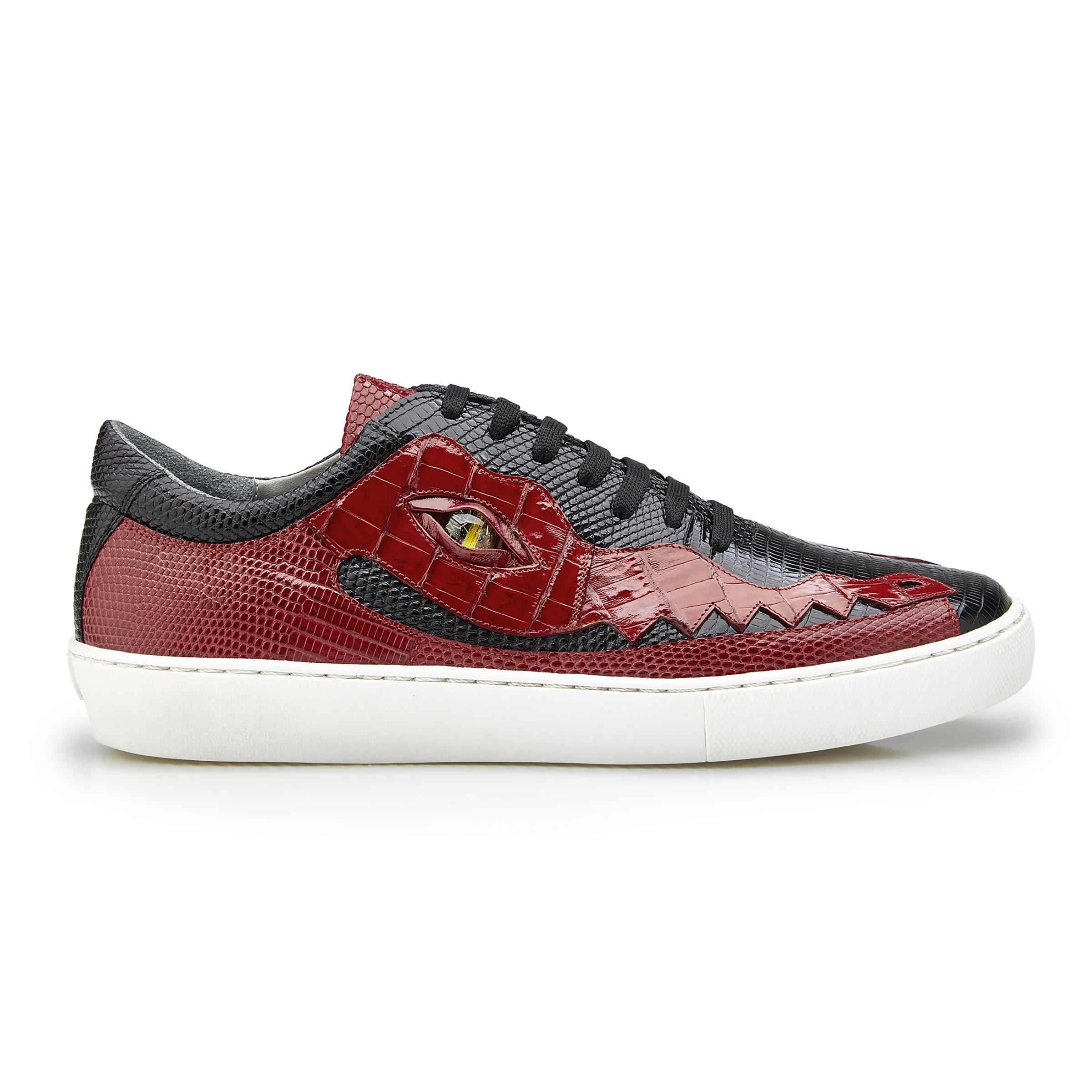 Mens Belvedere Corona Caiman & Lizard Sneaker in Brown