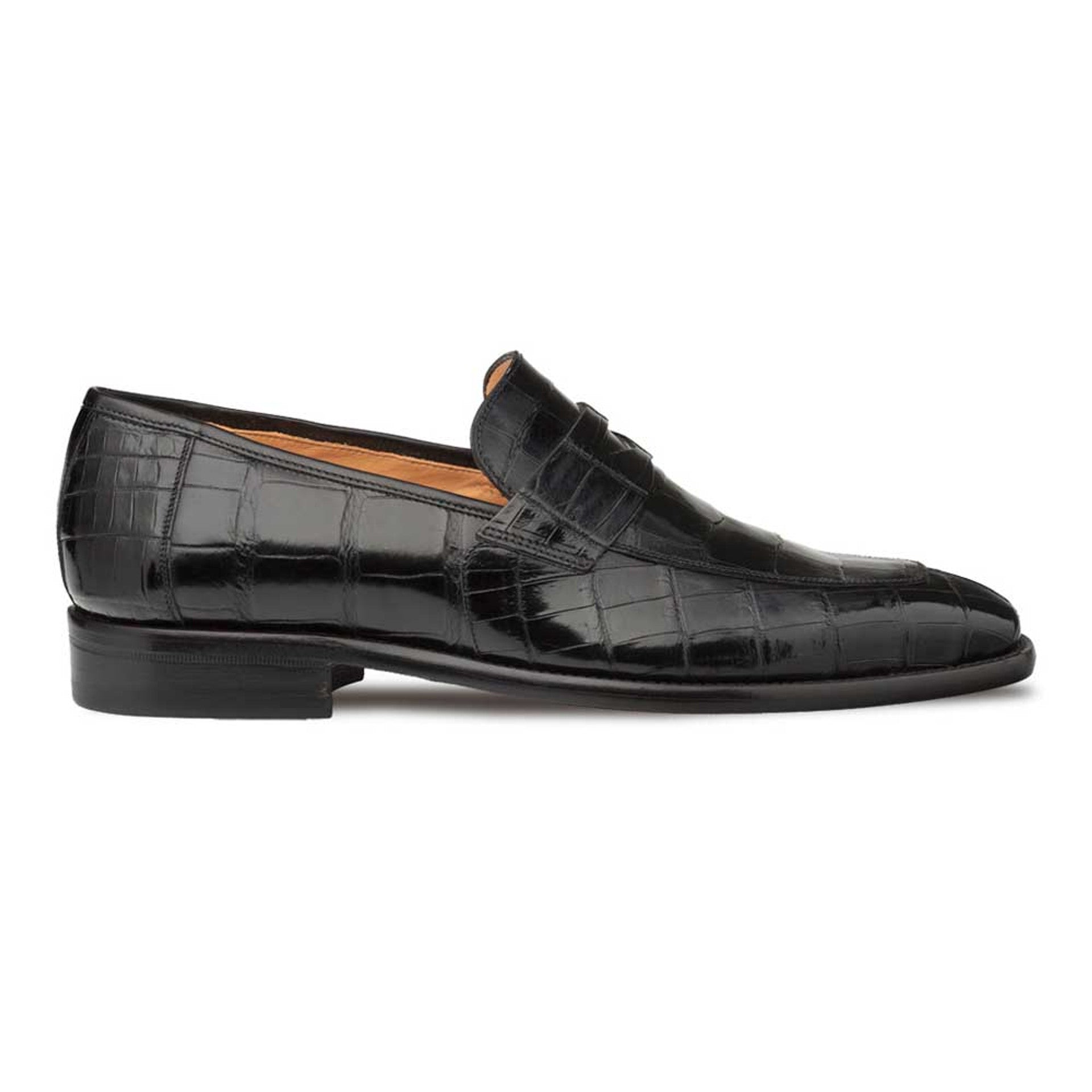 Men's Black Piccolo Genuine American Alligator Penny Loafer By Mezlan Made In Spain Brand