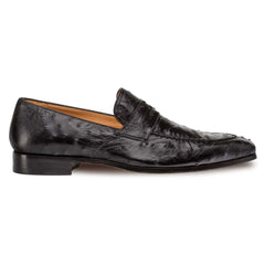 Lisbon Black Genuine Ostrich Men’s Classic Slip On By Mezlan Made in Spain Brand