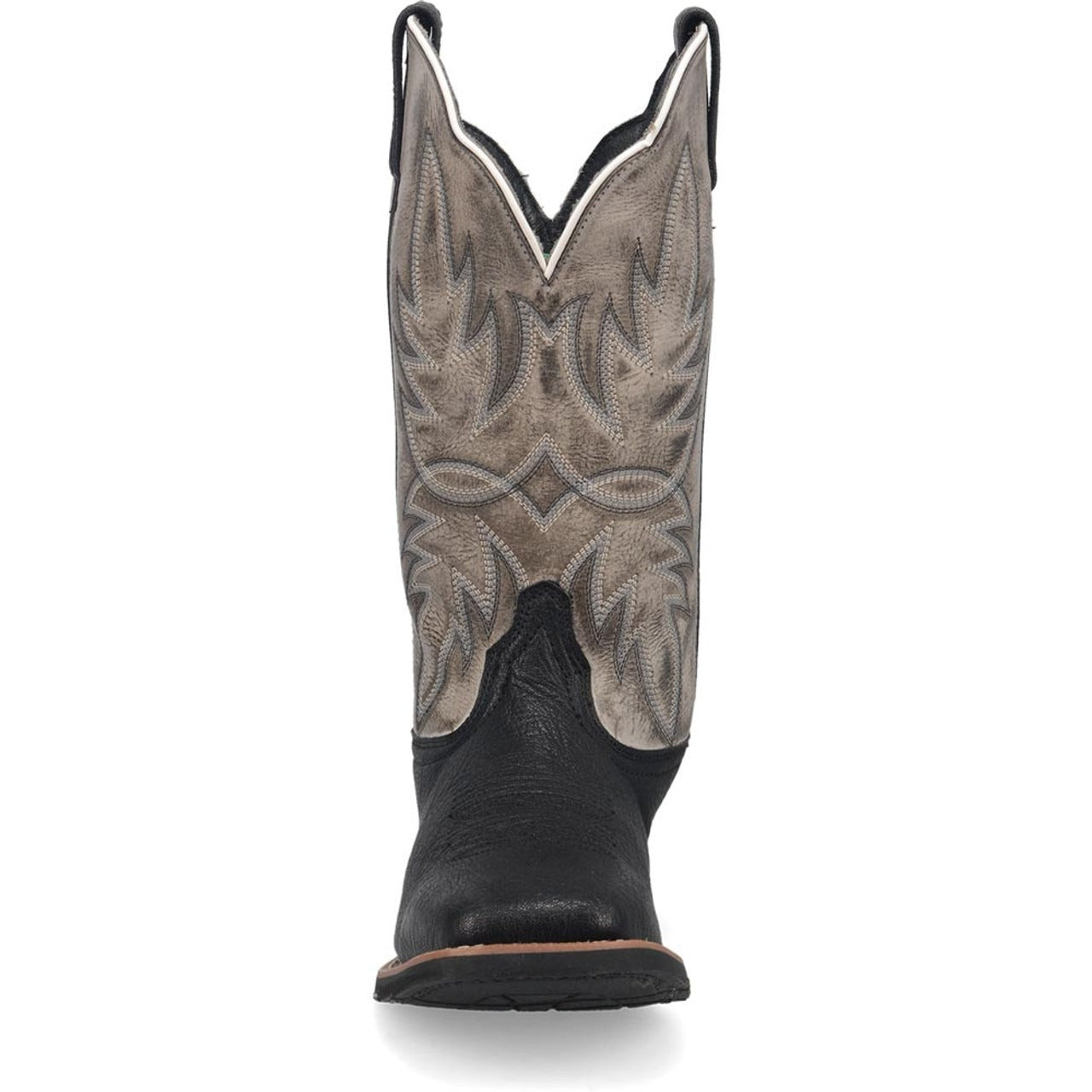 Laredo Isaac Black and Grey Leather Square Toe Shaft Boots for Men