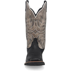 Laredo Isaac Black and Grey Leather Square Toe Shaft Boots for Men