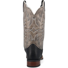 Laredo Isaac Black and Grey Leather Square Toe Shaft Boots for Men