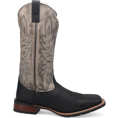 Laredo Isaac Black and Grey Leather Square Toe Shaft Boots for Men