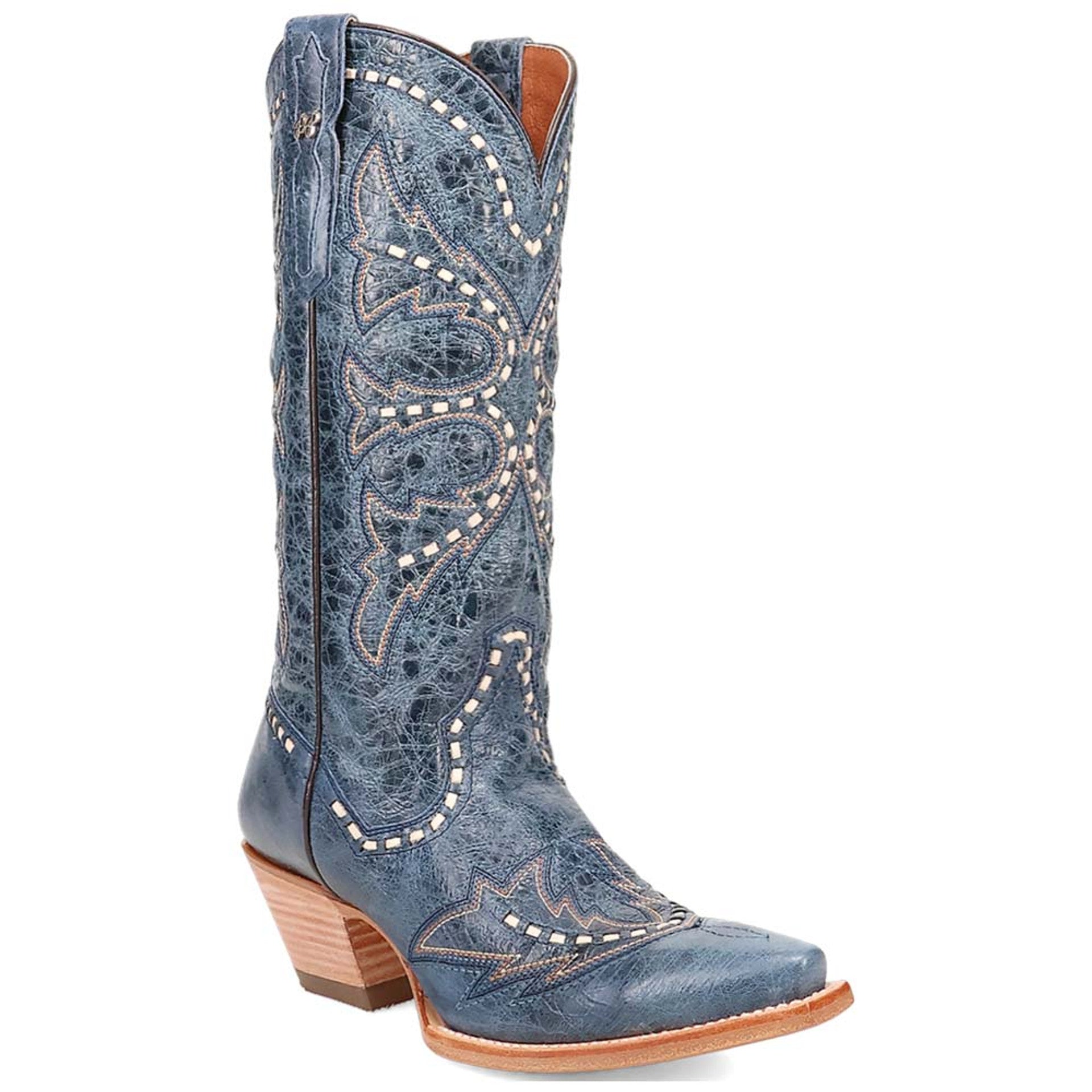 Dan Post Womens Rema Blue Snip Toe Leather Western Boots