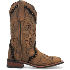 Laredo Bouquet Honey Leather Square Toe Women Boots