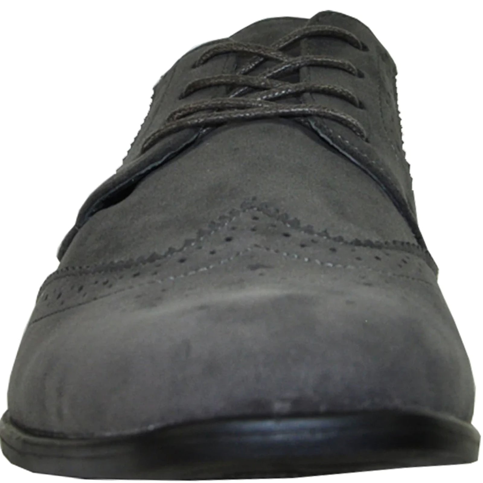 Bravo Mens Vegan Suede Wedding & Prom Wingtip Lace Up Dress Shoe in Grey