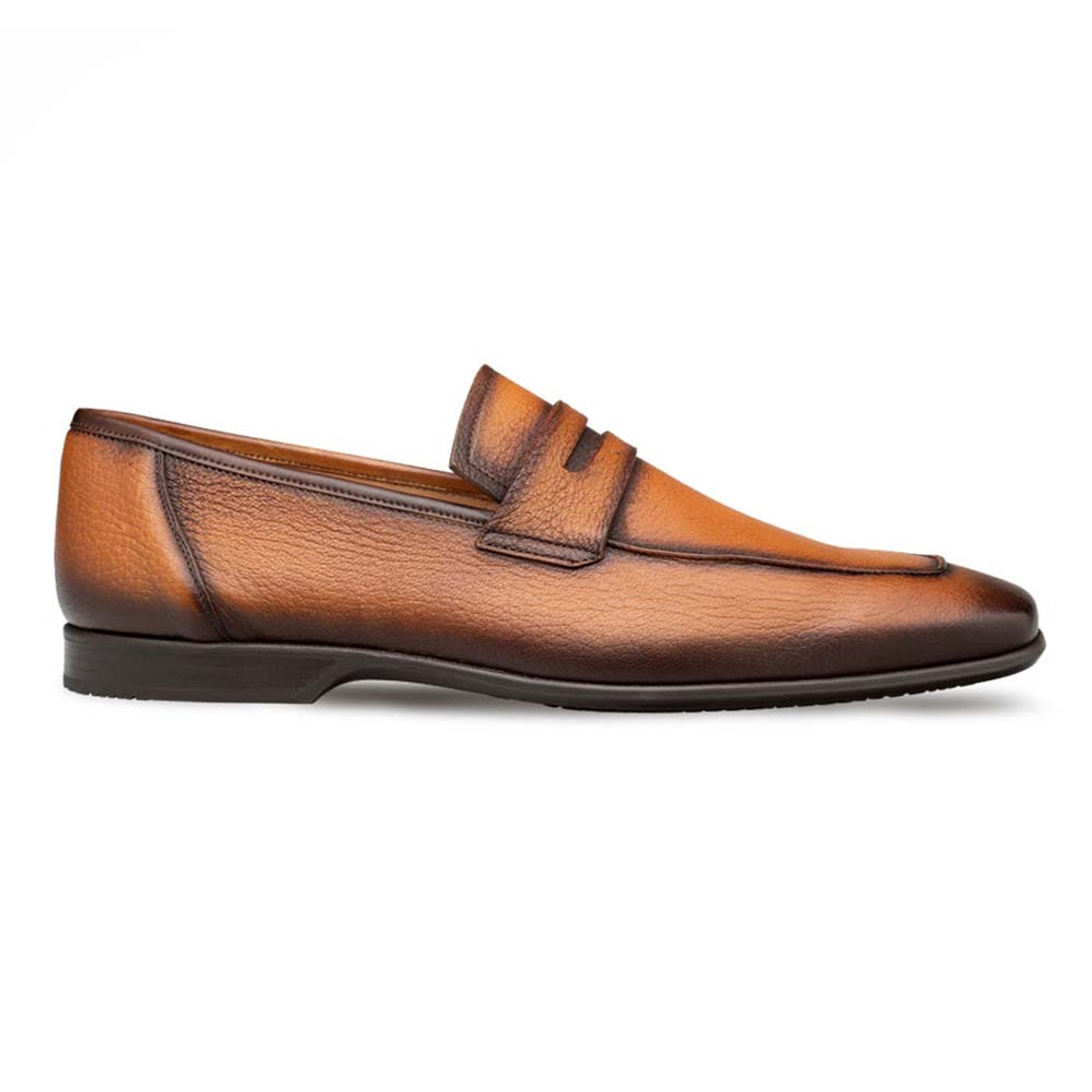Men's Deerskin Cognac Penny Loafer By Mezlan Made In Spain Brand