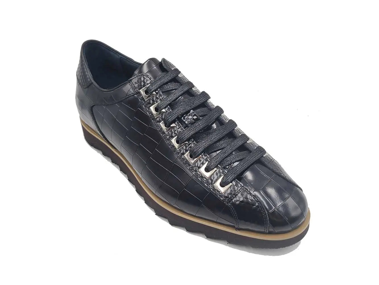 Crocodile Embossed Leather Sneaker